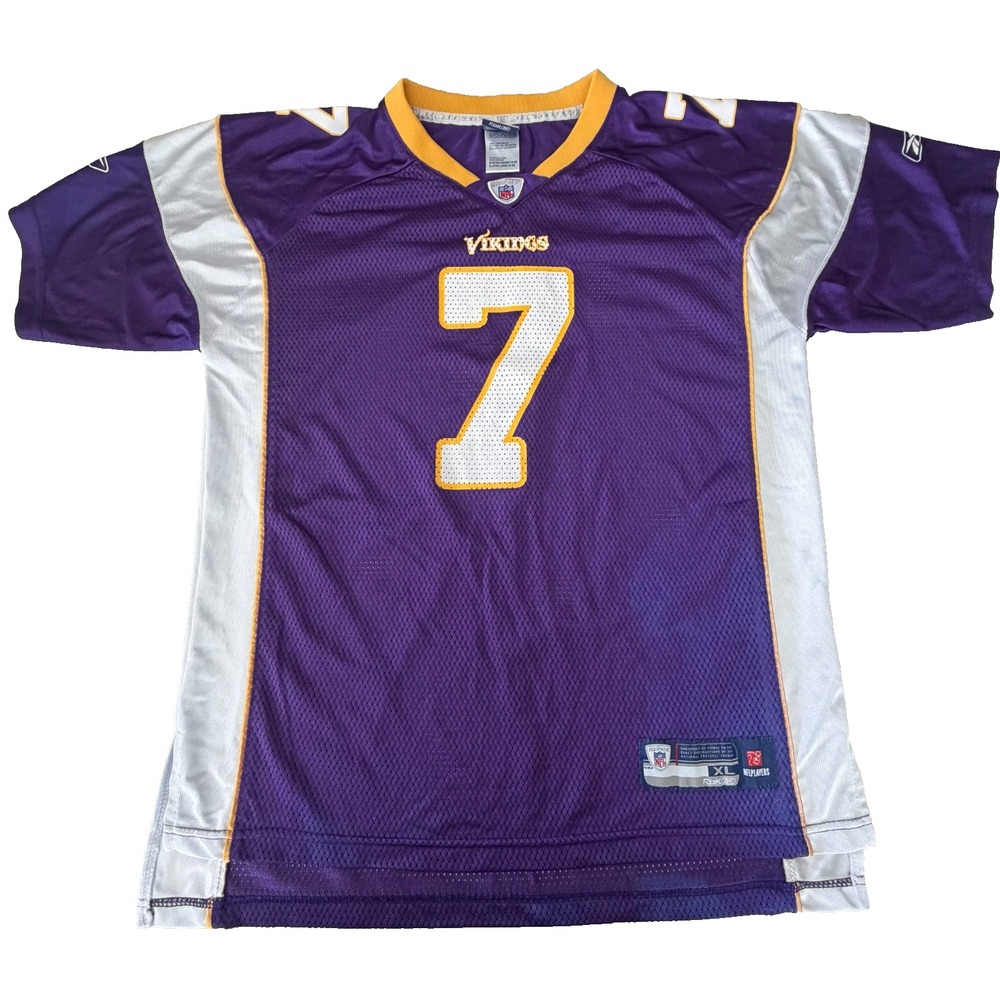 NFL Reebok Equipment Tarvaris Jackson #7 Vikings Jersey Youth XL
